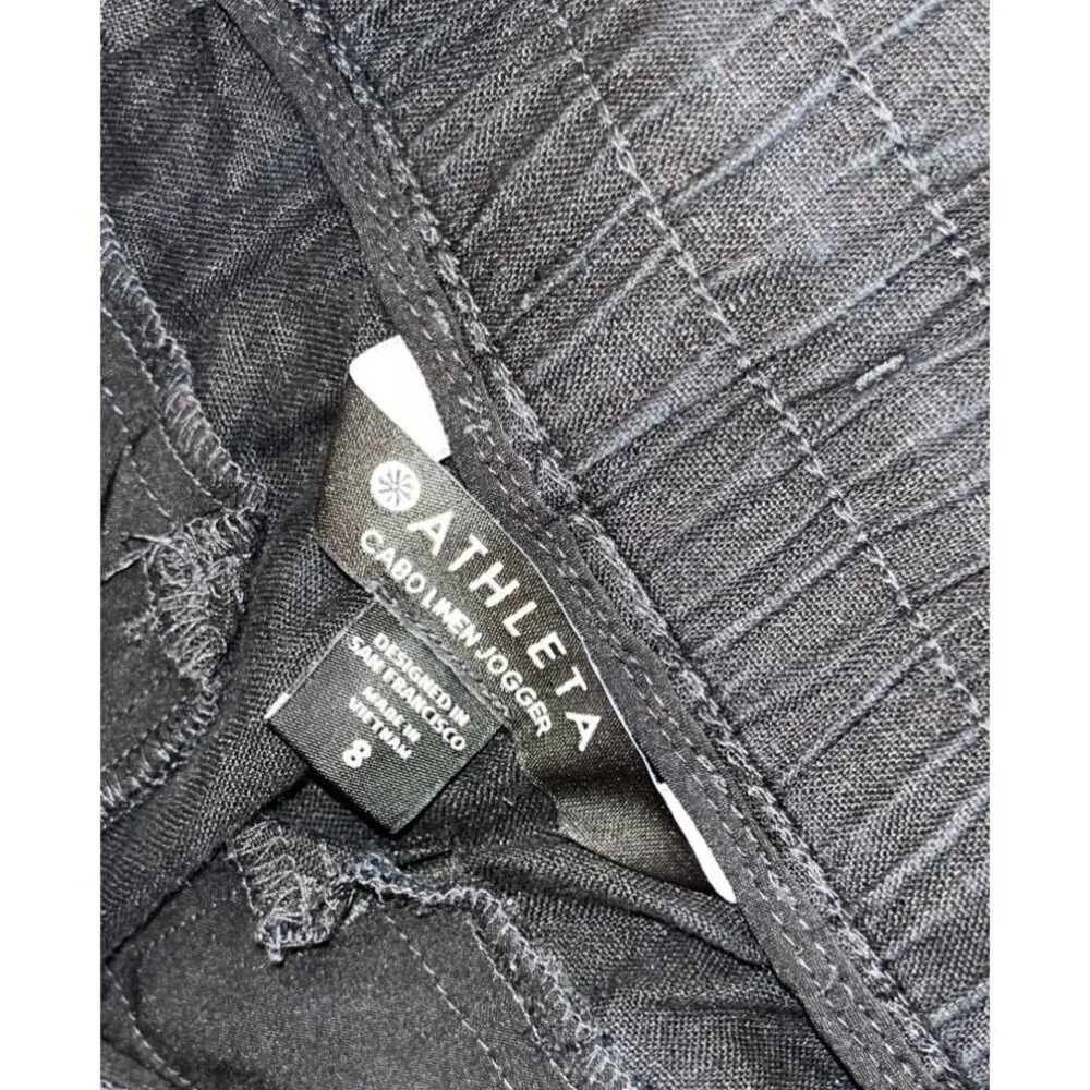 ATHLETA Cabo Linen Black Joggers Pants Size 8 Black Womens